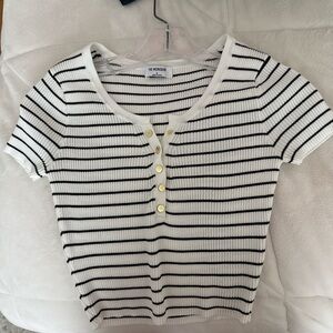 Workshop Republic Clothing Women's Black and White Striped Tee